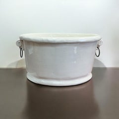 Grand bain de pieds / seau à glace / jardinière en poterie italienne en majolique blanche