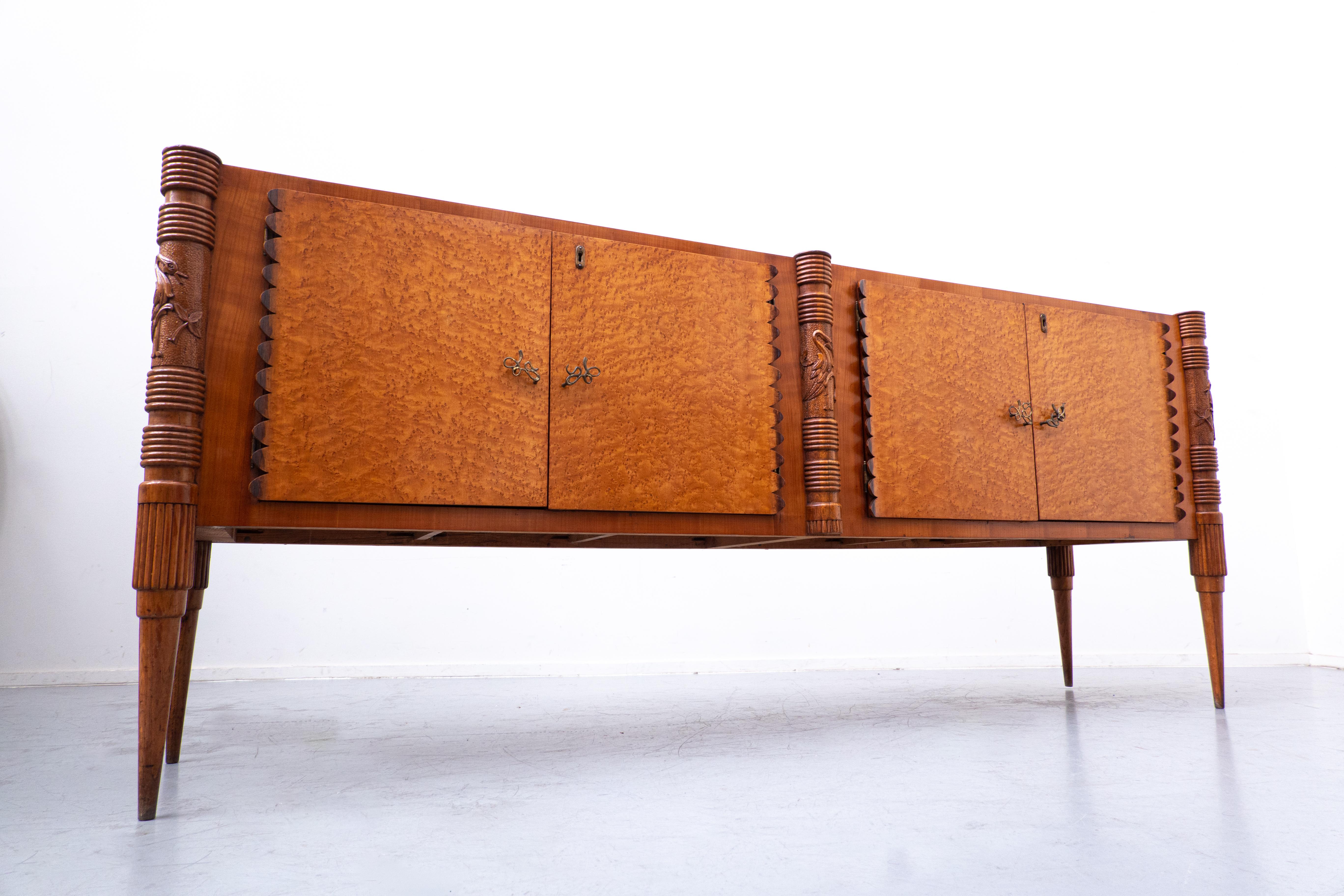 Large Italian Wooden Sideboard by Pier Luigi Colli with Four Doors, 1940s 5