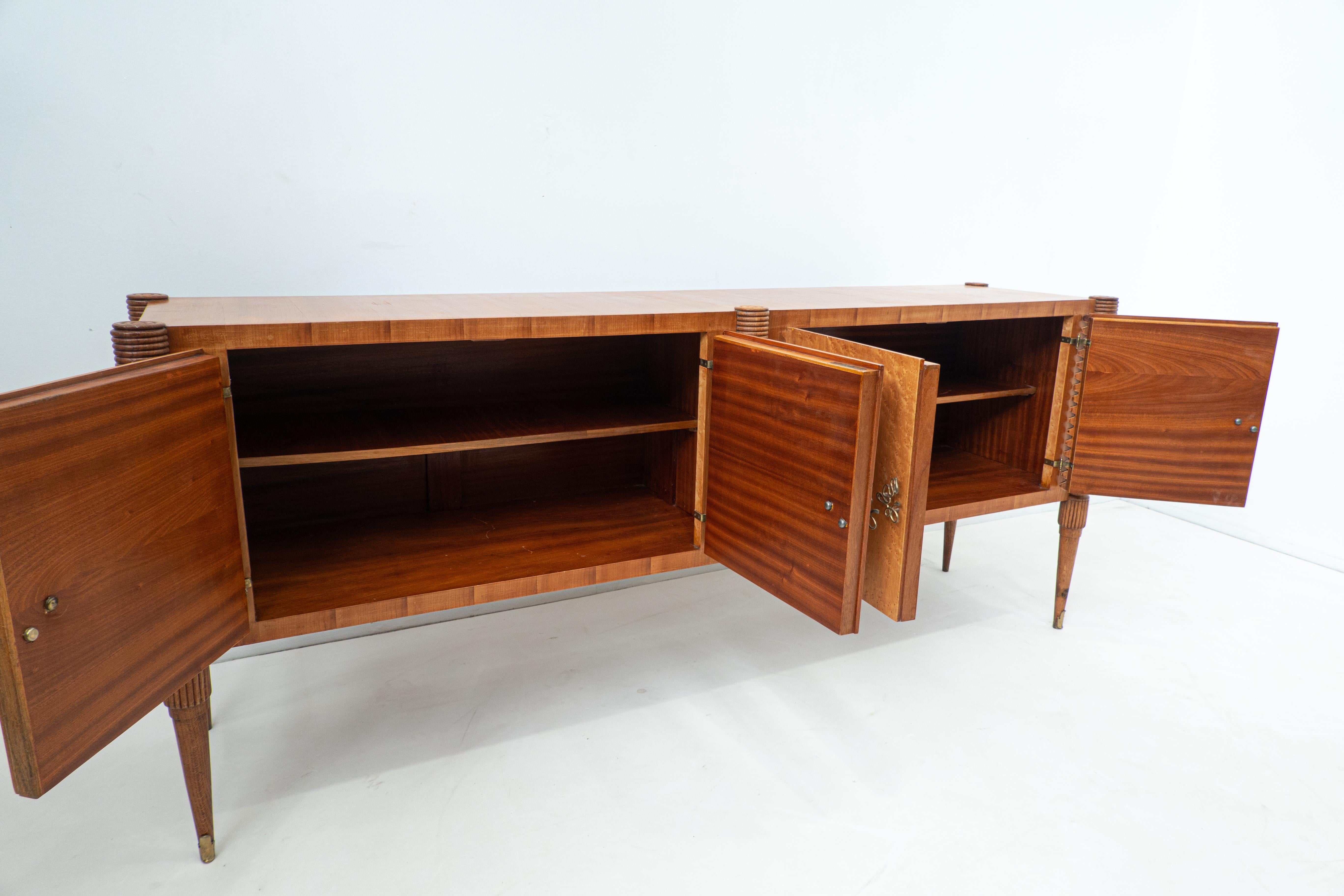 Large Italian Wooden Sideboard by Pier Luigi Colli with Four Doors, 1940s For Sale 5