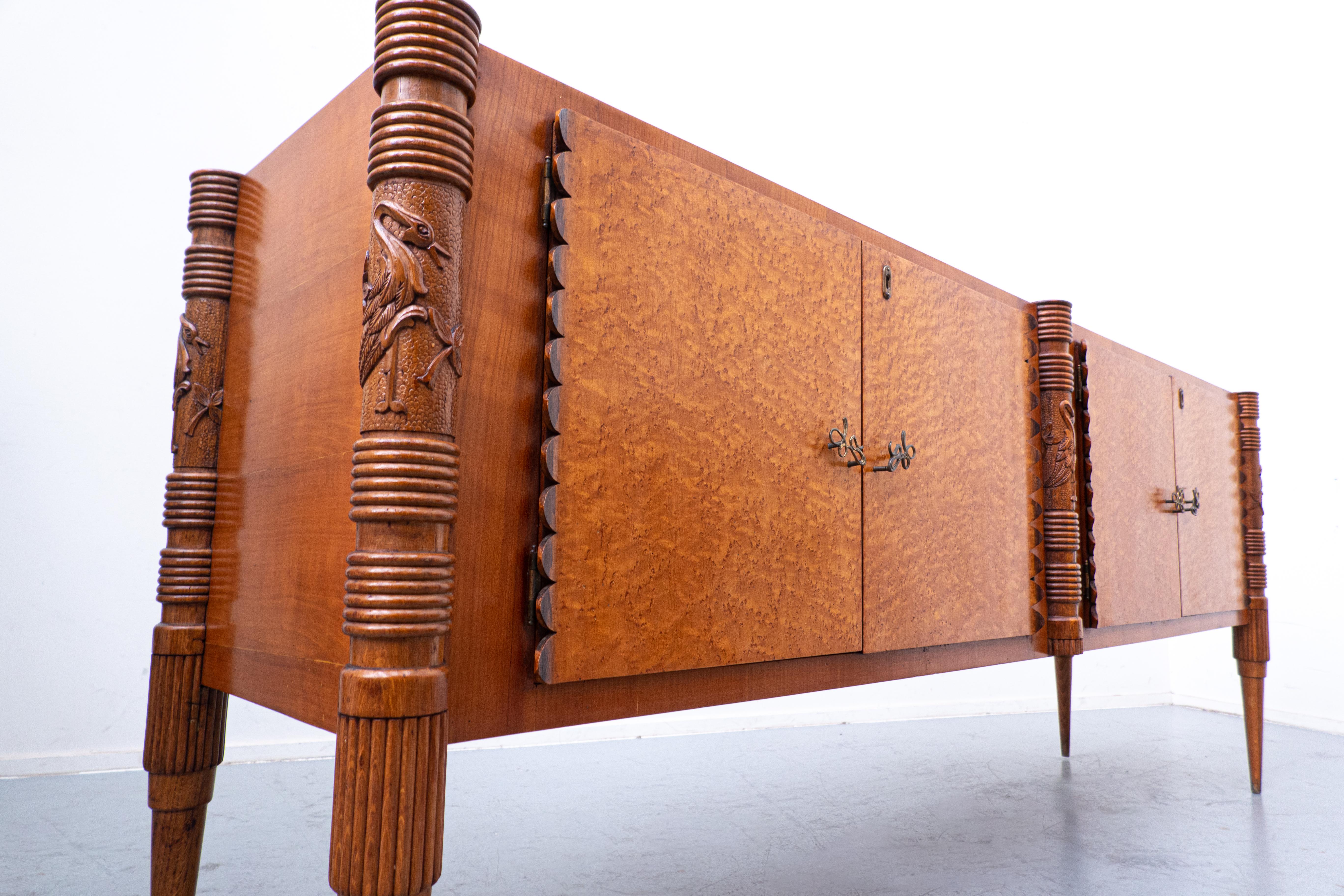 Large Italian Wooden Sideboard by Pier Luigi Colli with Four Doors, 1940s 6