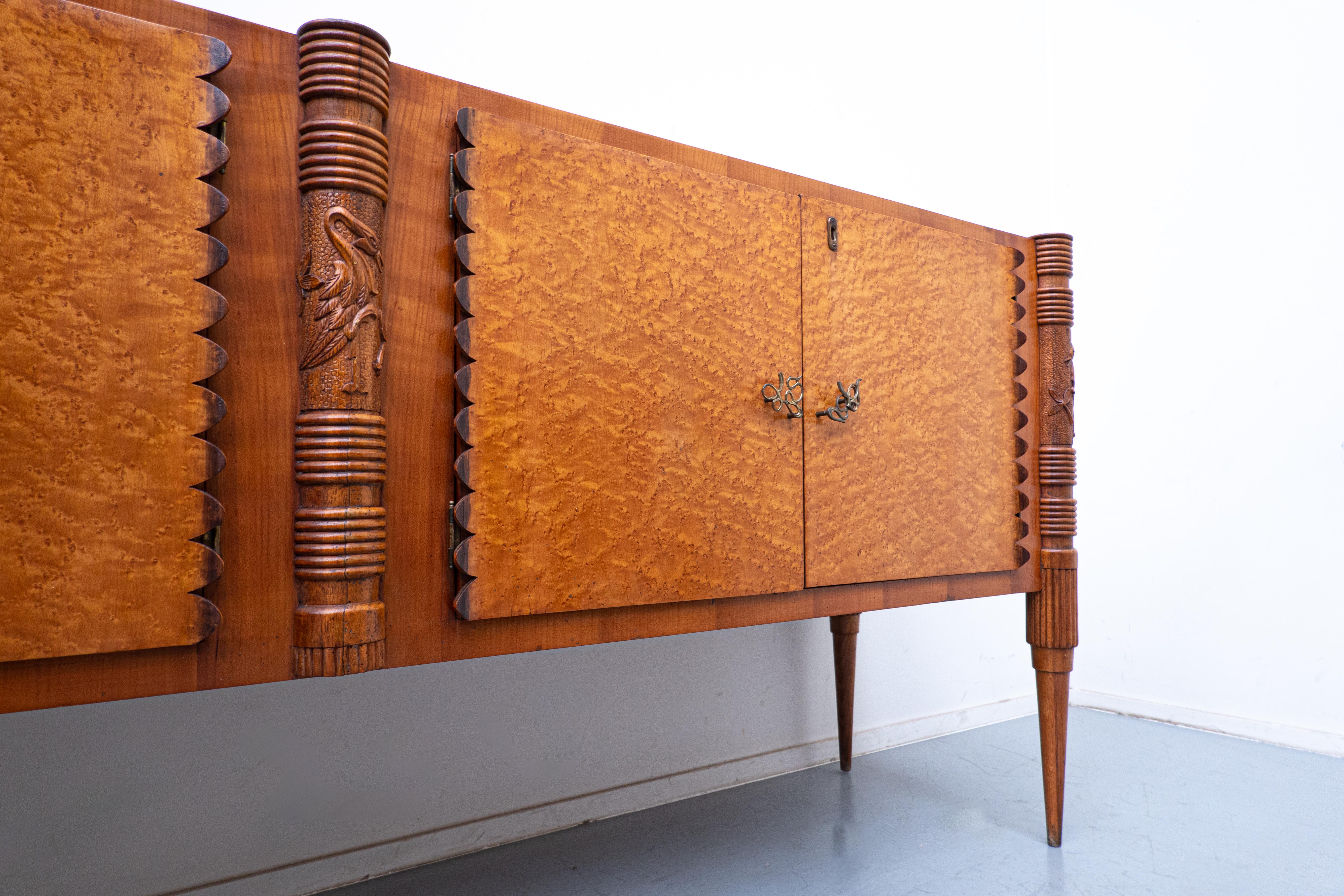 Large Italian Wooden Sideboard by Pier Luigi Colli with Four Doors, 1940s 1