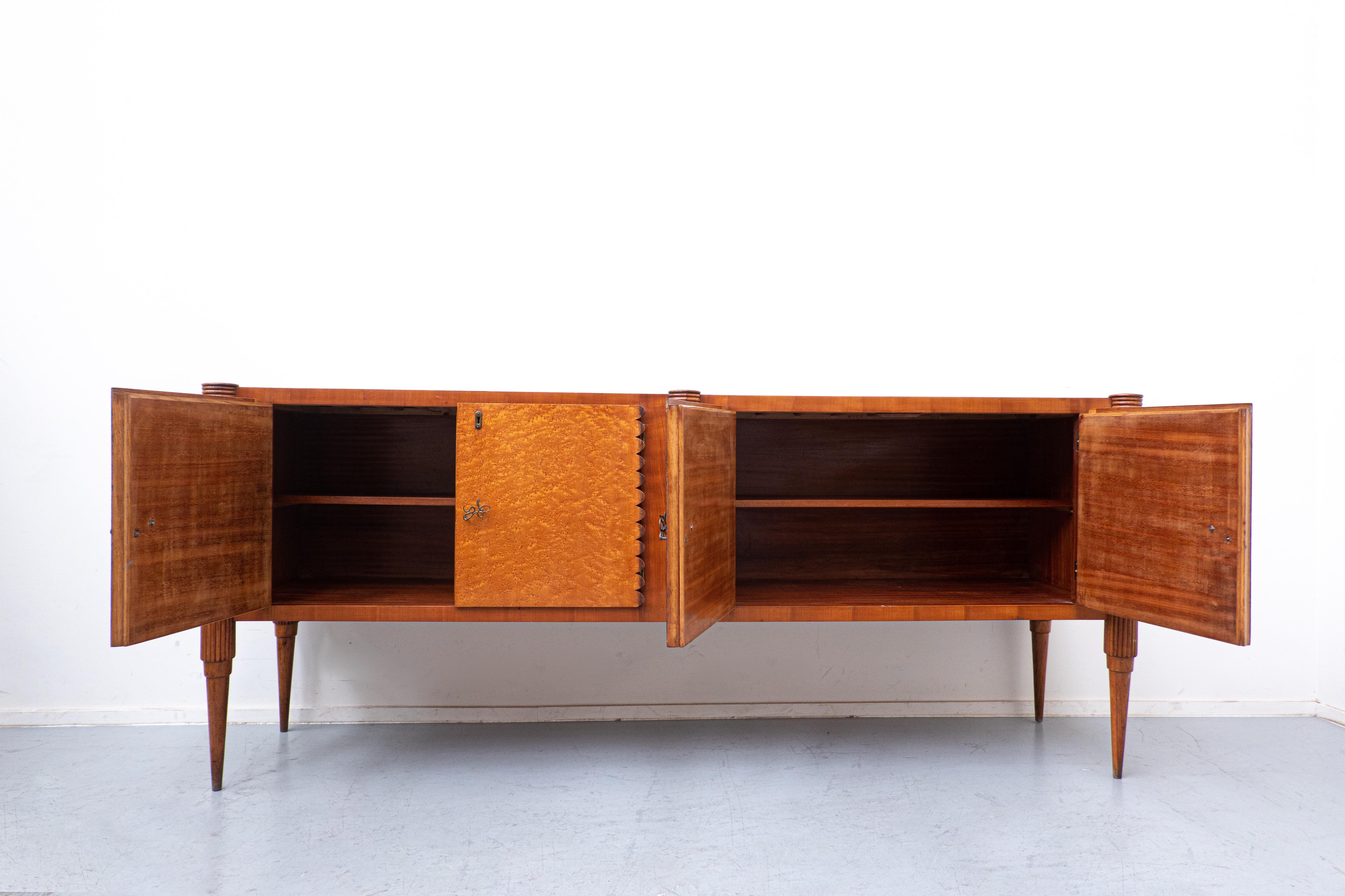 Large Italian Wooden Sideboard by Pier Luigi Colli with Four Doors, 1940s 3