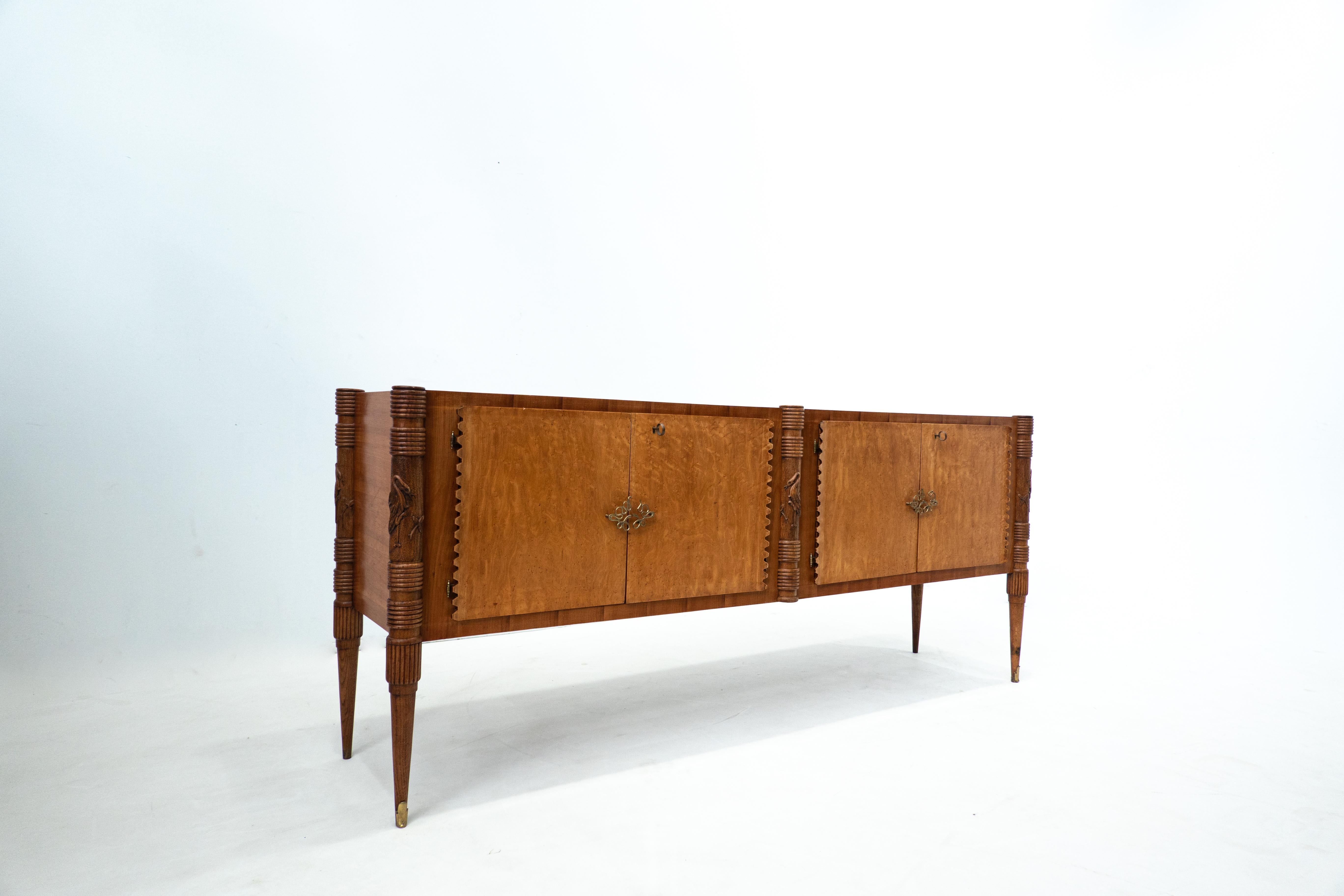 Large Italian Wooden Sideboard by Pier Luigi Colli with Four Doors, 1940s For Sale 3