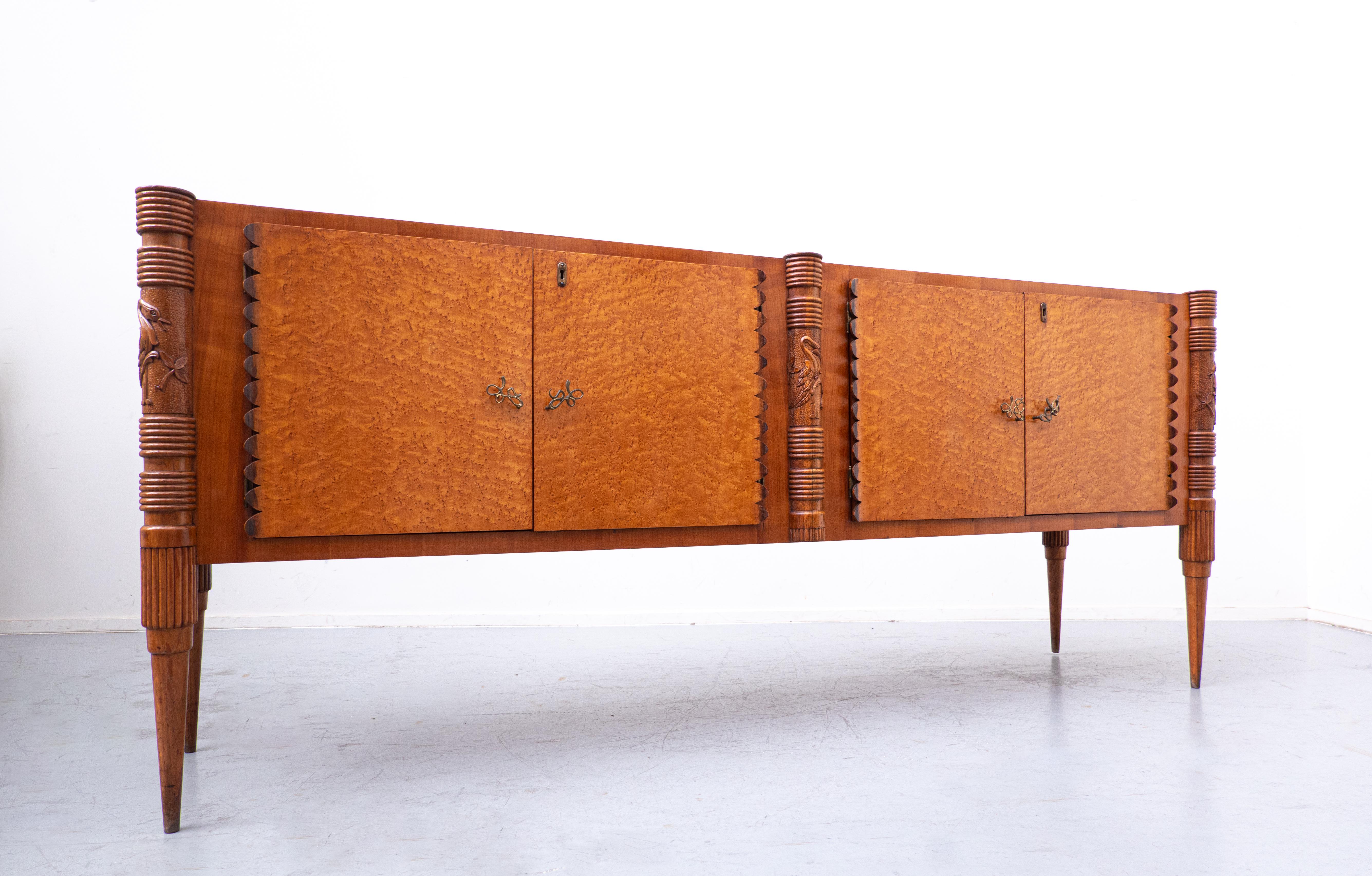 Large Italian Wooden Sideboard by Pier Luigi Colli with Four Doors, 1940s 4