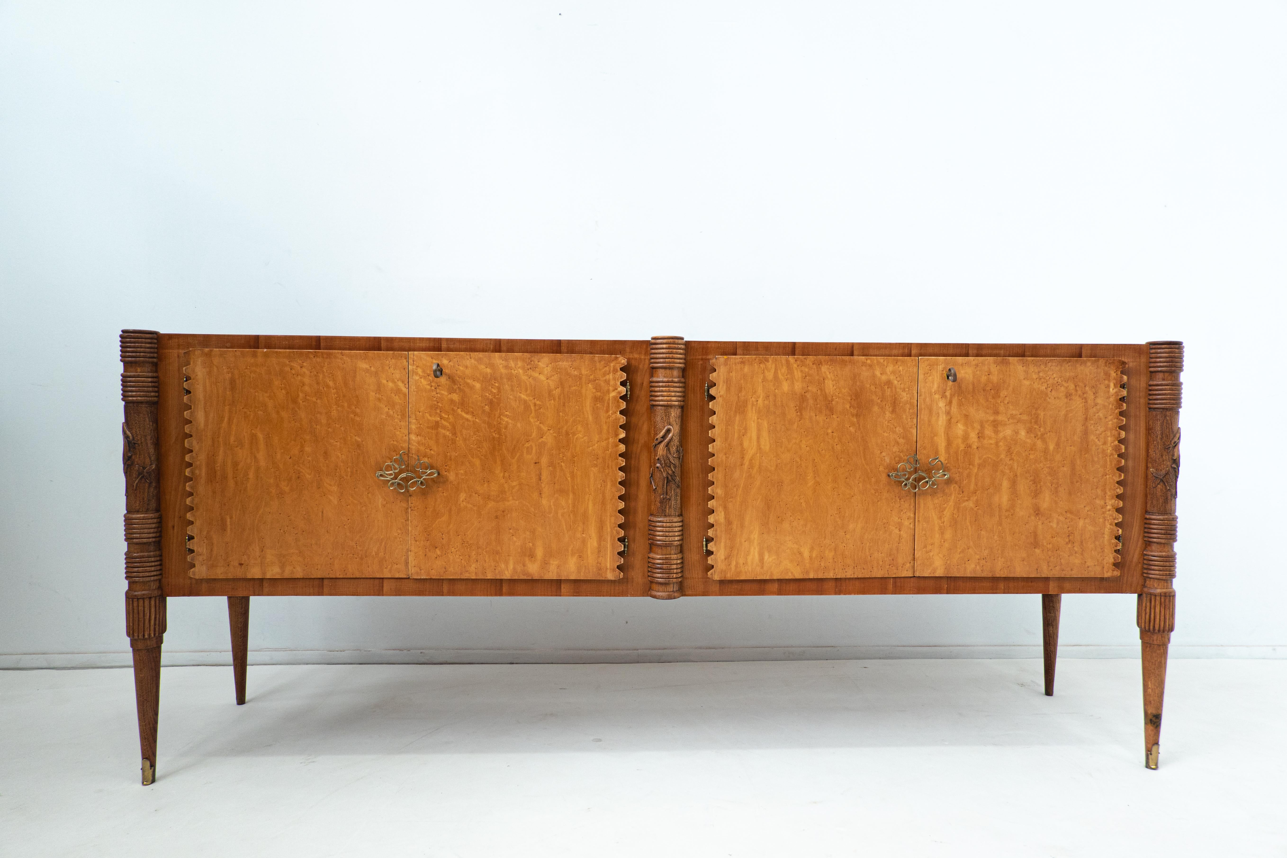 Large Italian Wooden Sideboard by Pier Luigi Colli with Four Doors, 1940s For Sale 4