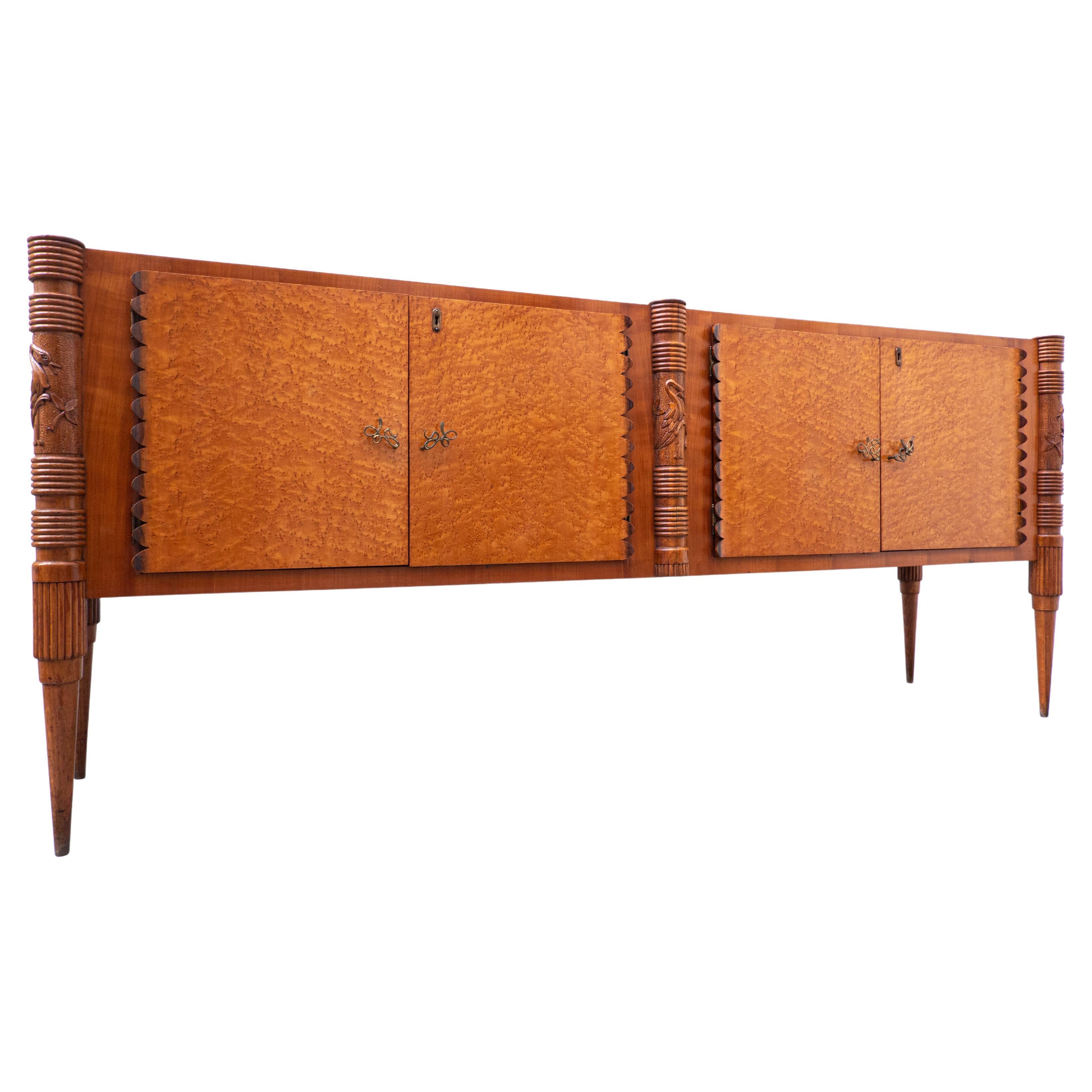 Large Italian Wooden Sideboard by Pier Luigi Colli with Four Doors, 1940s