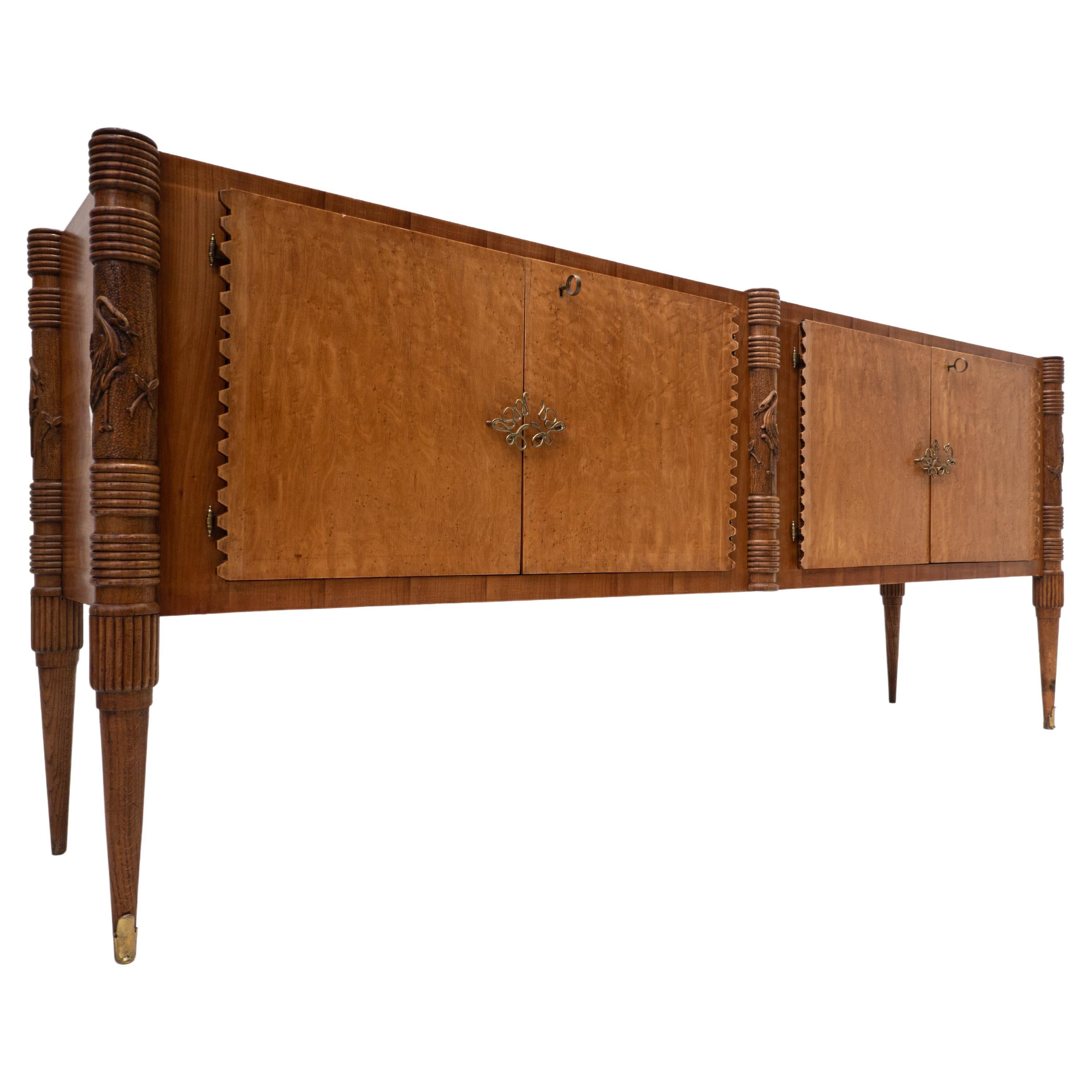 Large Italian Wooden Sideboard by Pier Luigi Colli with Four Doors, 1940s For Sale