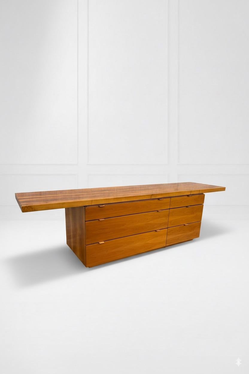 Mid-Century Modern Large Italian wooden sideboard from the 1970s For Sale