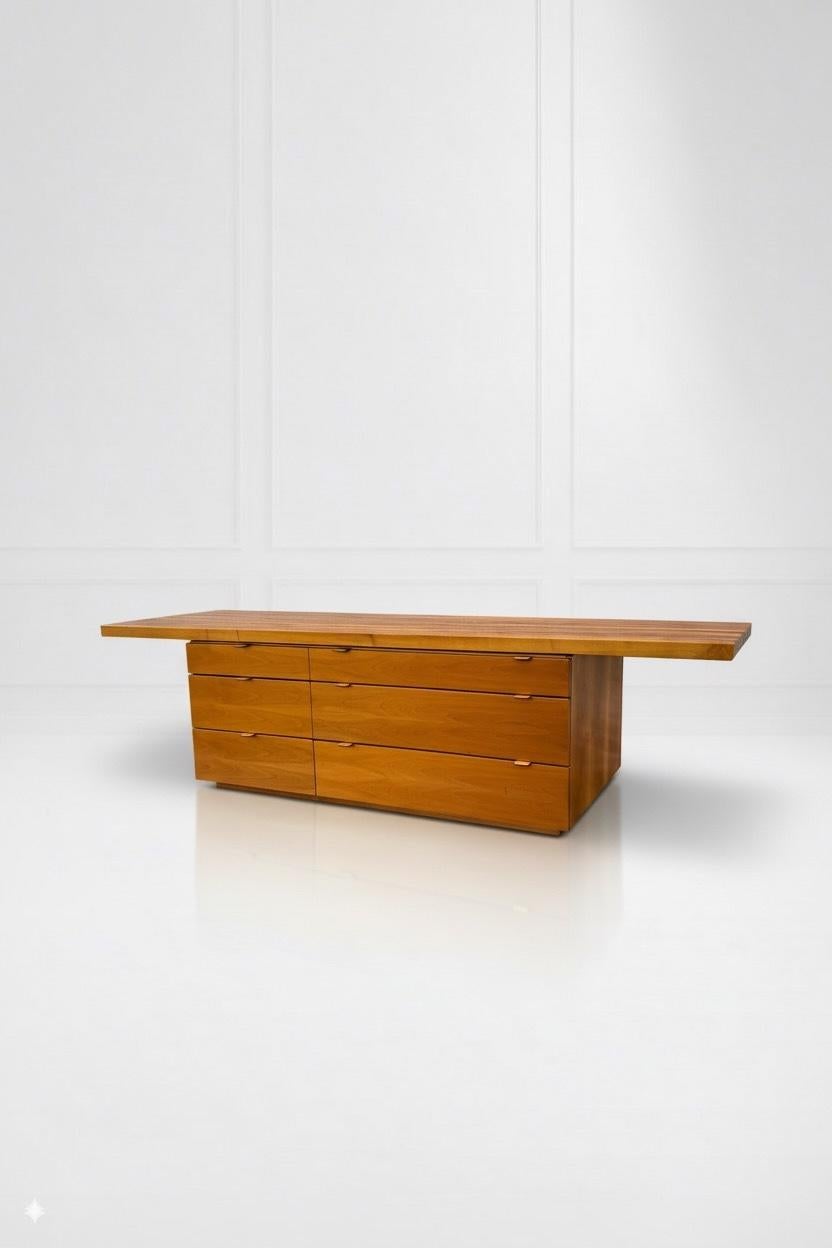 Late 20th Century Large Italian wooden sideboard from the 1970s For Sale