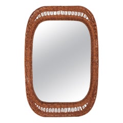 Large Italian Woven Wicker Mirror