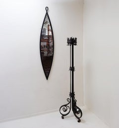 Large Italian Wrought-Iron crown Candlestick - 19th - H : 153cm