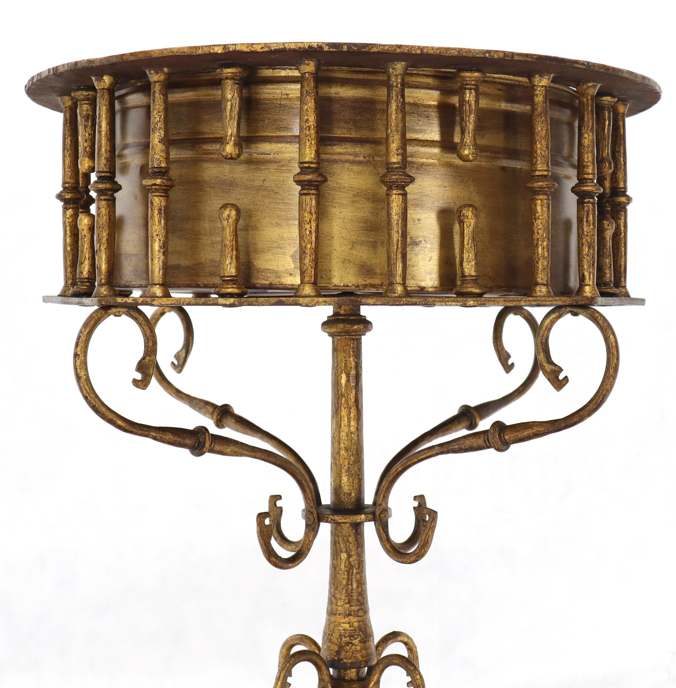 Large Italian Wrought Iron Gold Gilt Planter For Sale 1