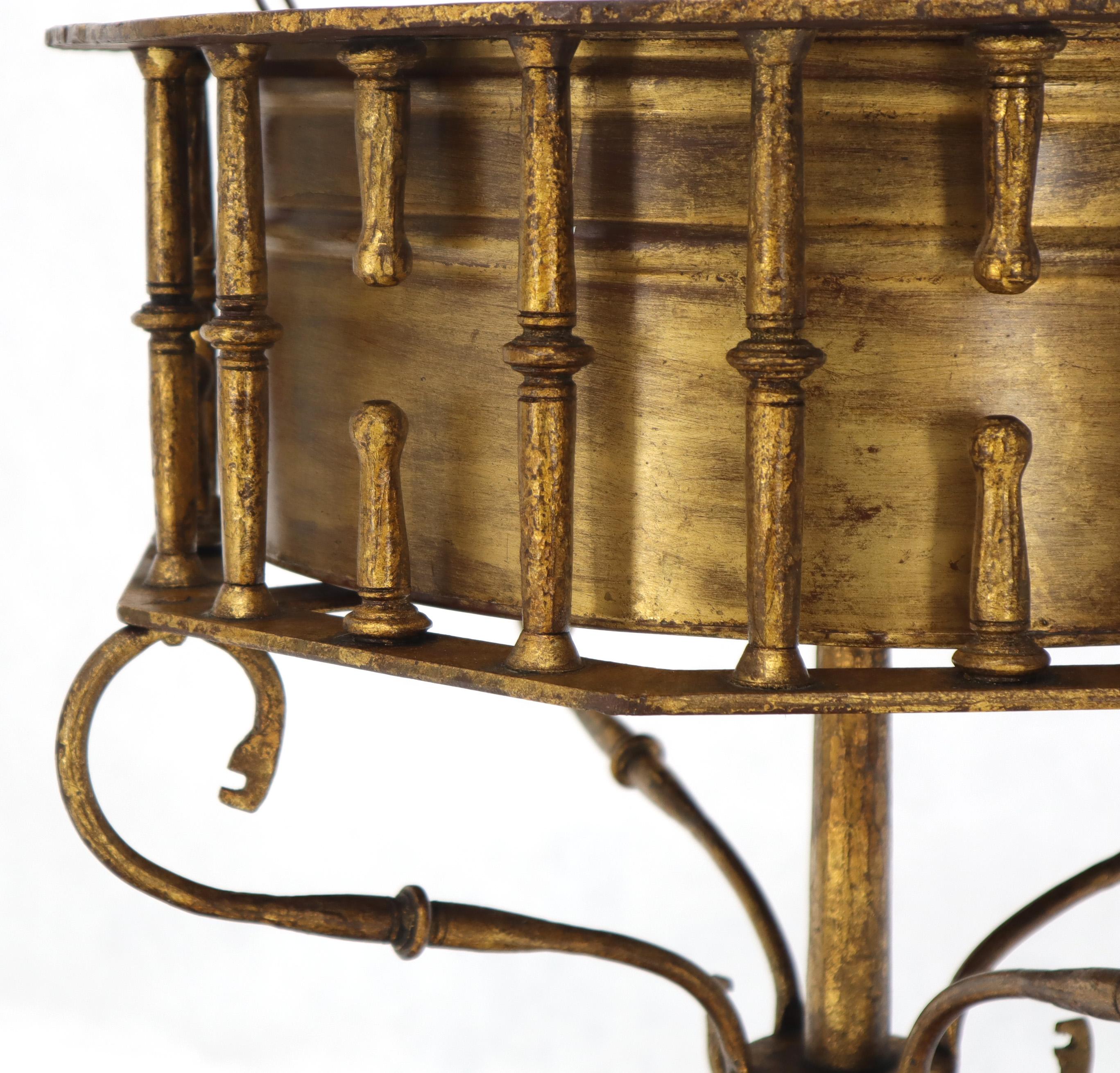 Large Italian Wrought Iron Gold Gilt Planter For Sale 4