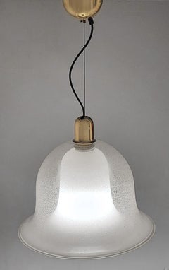 Large Italien Vintage Murano Double White Bubble Glass Pendant Ceiling Light 60s