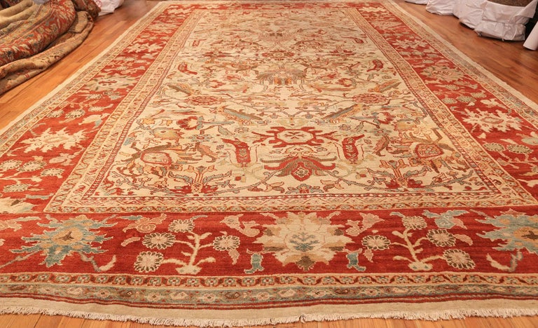 Large Ivory Antique Ziegler Sultanabad, 12 By 20 Rug