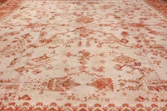 Ivory Background Antique Irish Donegal Rug. 15 ft x 17 ft