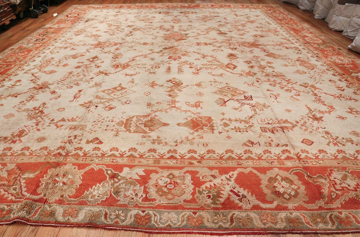 Other Ivory Background Antique Irish Donegal Rug. 15 ft x 17 ft For Sale
