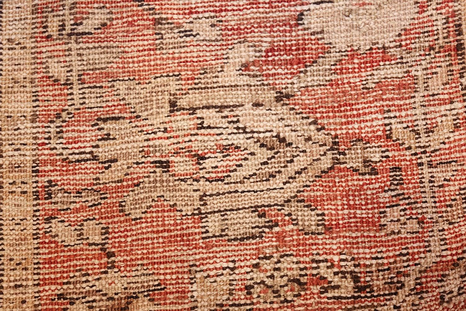 Magnificent and Unique Large Size Ivory Background Tribal Antique Turkish Oushak Rug, Country of Origin / Rug Type: Turkish Rug, Circa Date: 1900. Size: 15 ft 10 in x 19 ft 7 in (4.83 m x 5.97 m).
