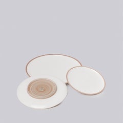 Large Ivory Glazed Porcelain Hermit Plate with Rustic Rim