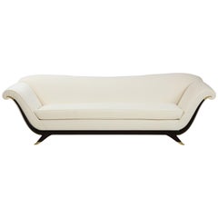 Large Sofa in Ivory Velvet Attributed to Guglielmo Ulrich