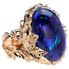 Grande bague en lierre en opale noire de 26 carats Collection Yvy végétale