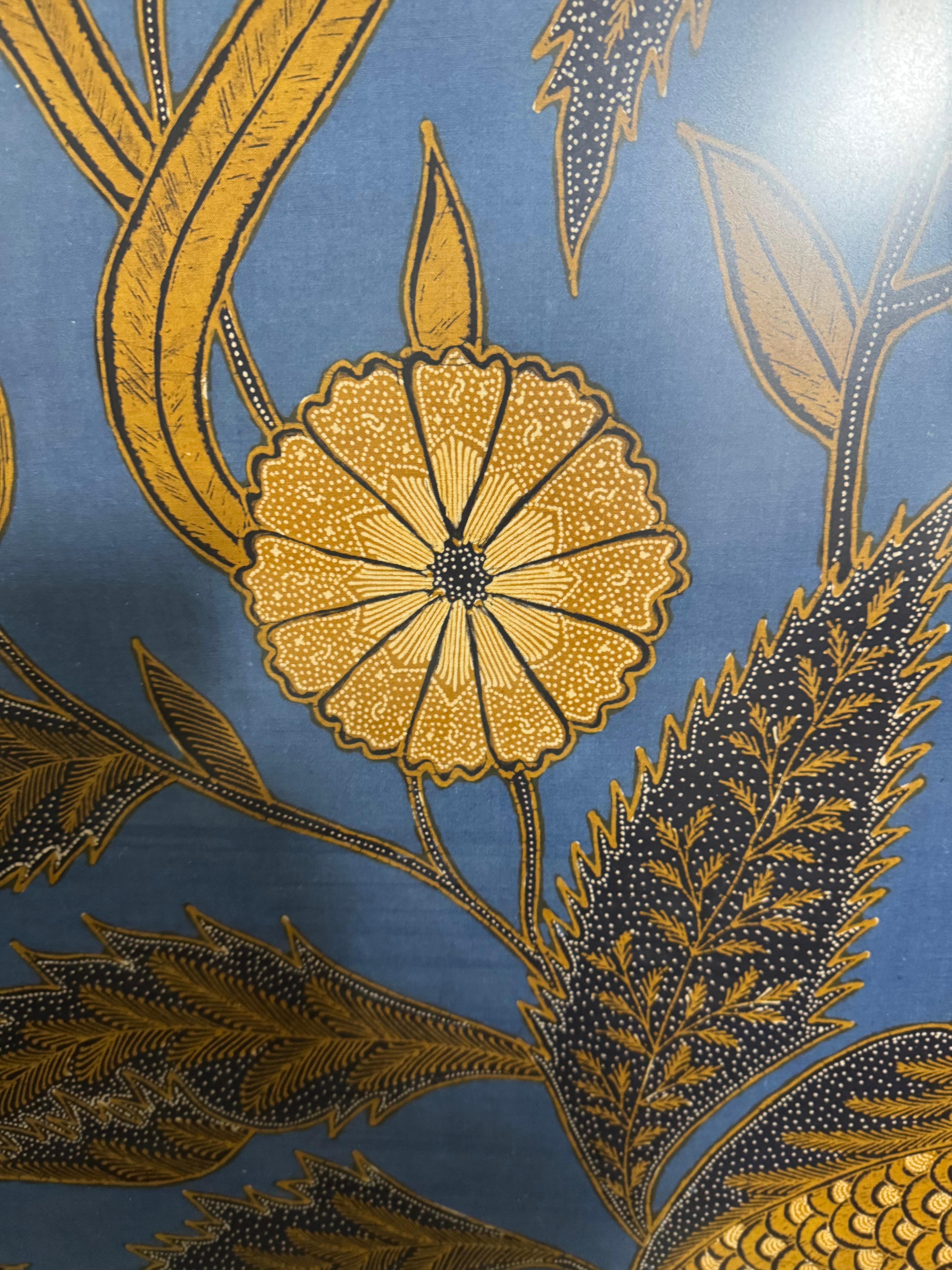 Indian Large Iwan Tirta Pheasant and Floral Batik Artwork For Sale