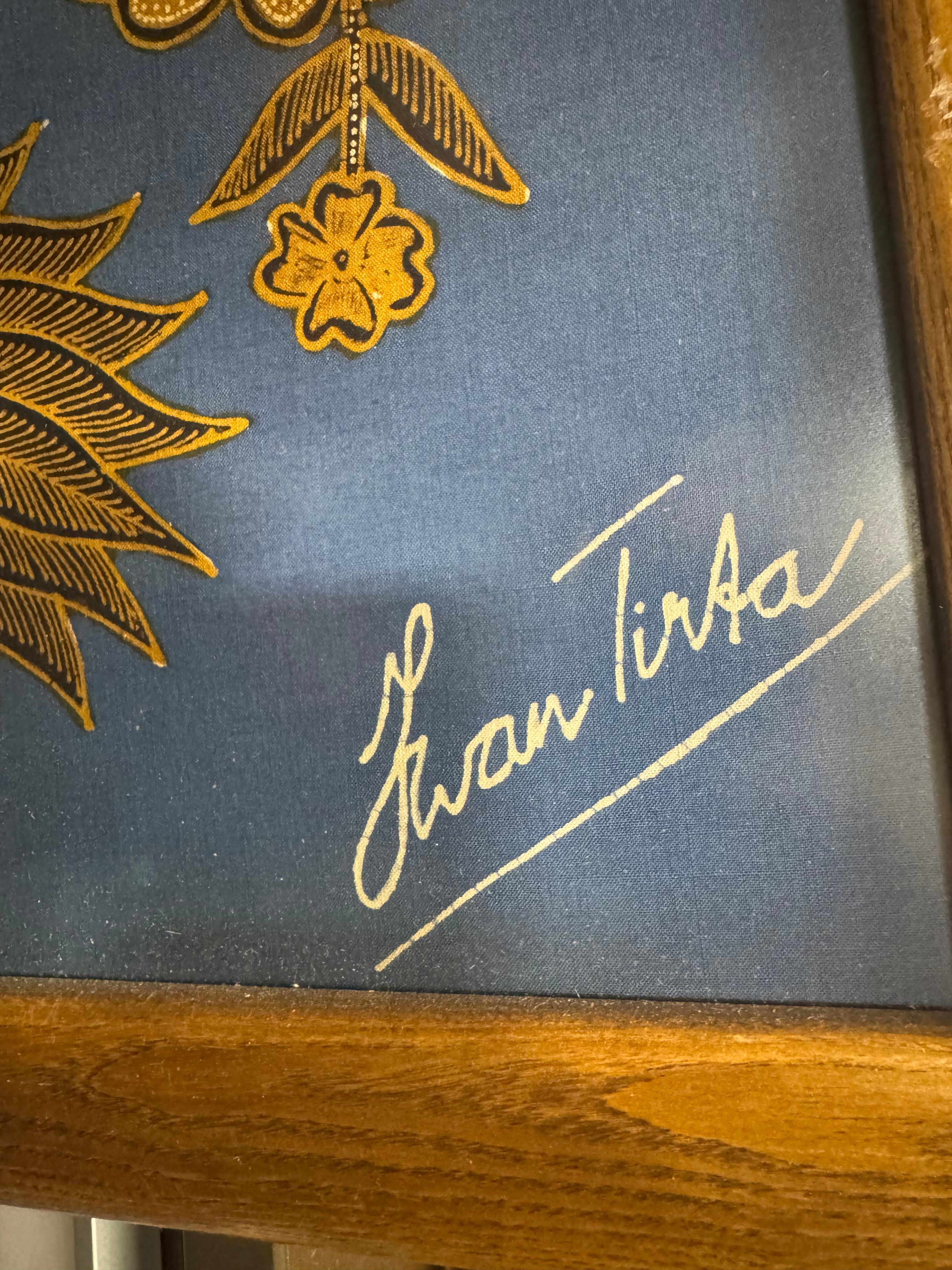 Large Iwan Tirta Pheasant and Floral Batik Artwork For Sale 1