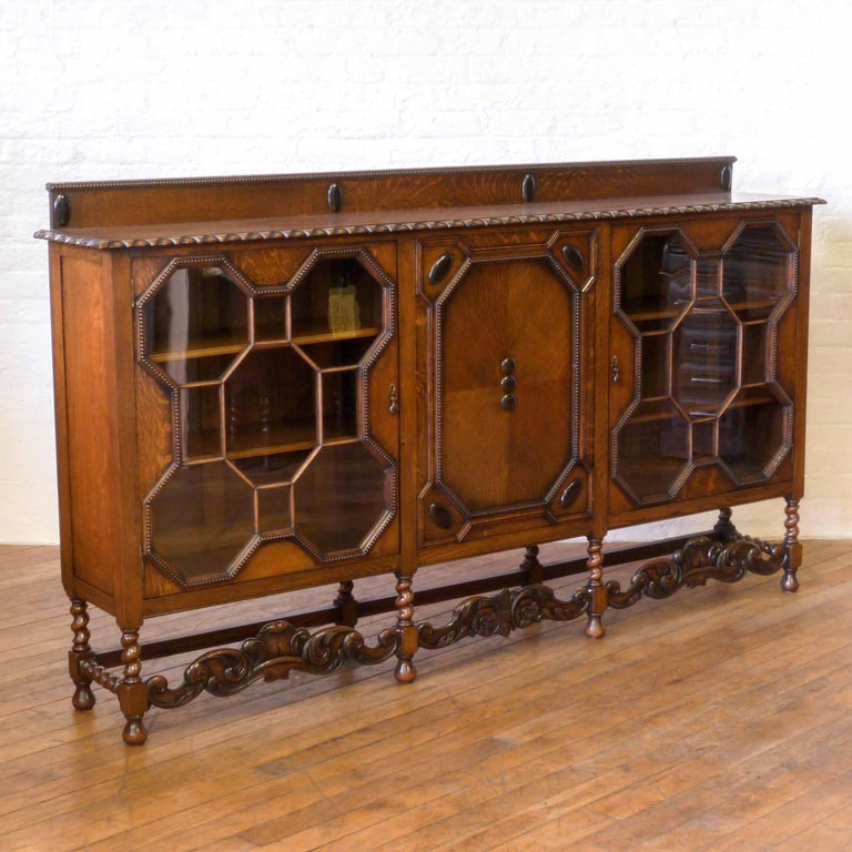 Large Jacobean Style Oak Bookcase For Sale at 1stdibs