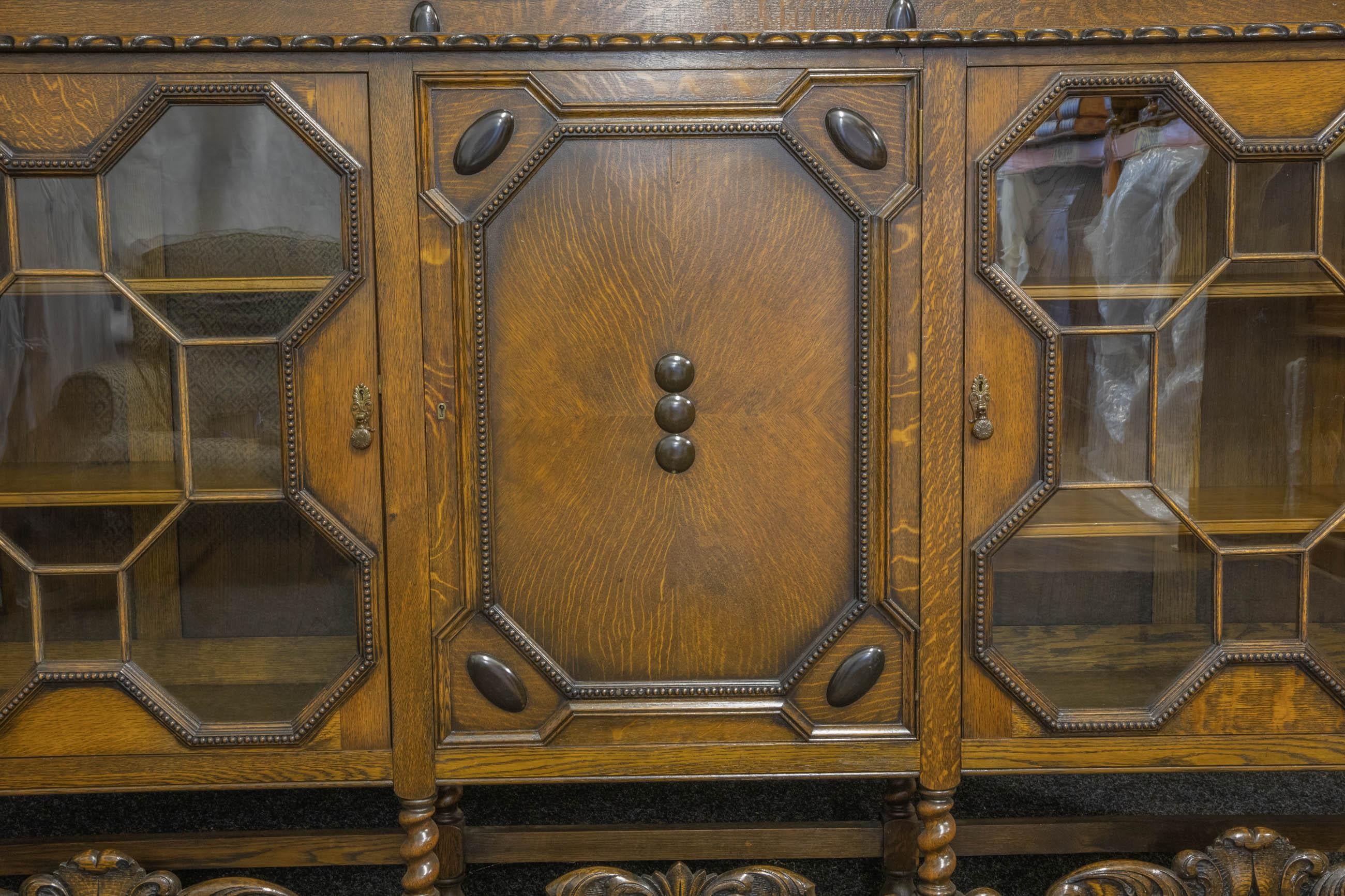 Large Jacobean Style Oak Bookcase 5