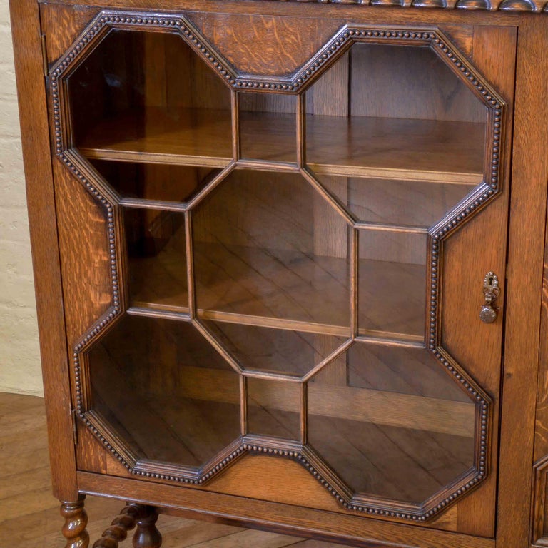 Large Jacobean Style Oak Bookcase For Sale at 1stdibs