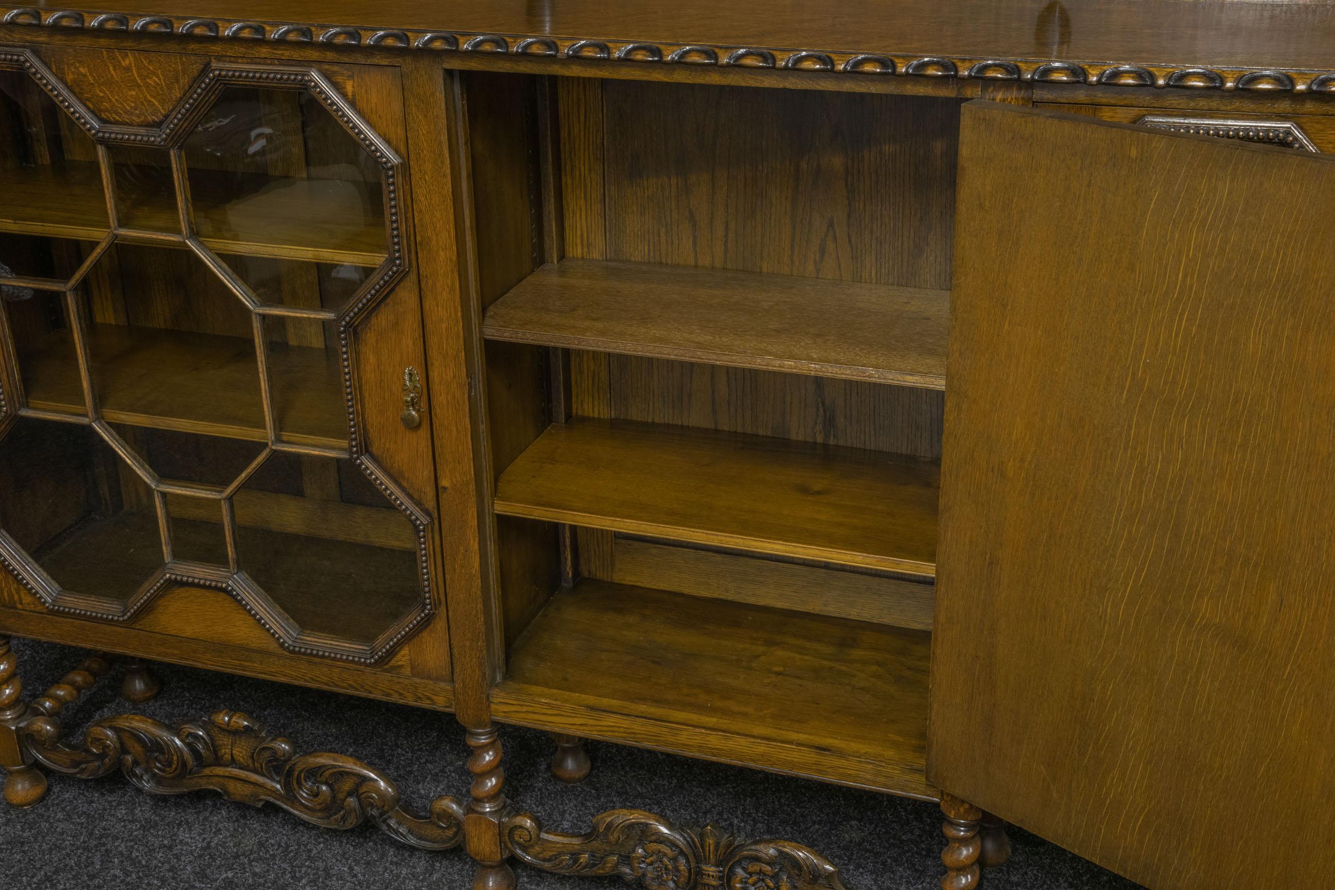 Large Jacobean Style Oak Bookcase In Good Condition In Manchester, GB