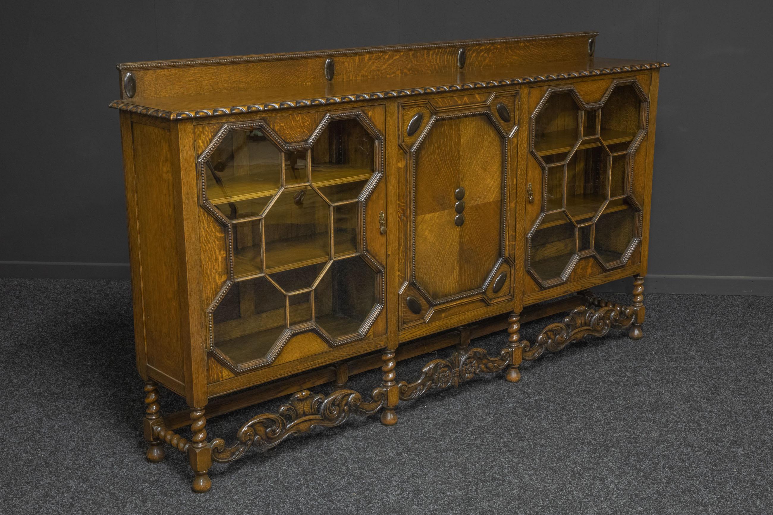 Early 20th Century Large Jacobean Style Oak Bookcase