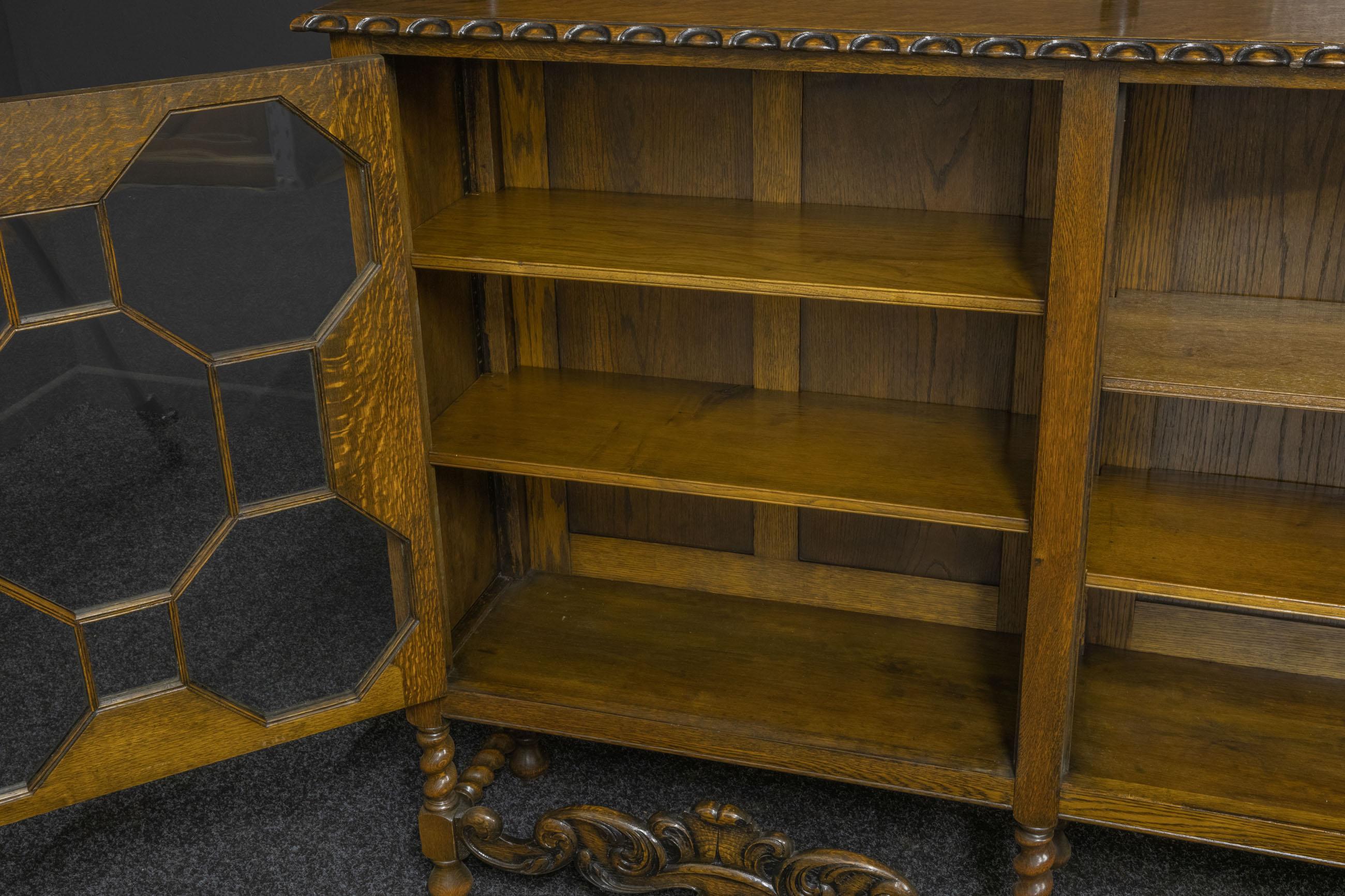 Large Jacobean Style Oak Bookcase 1