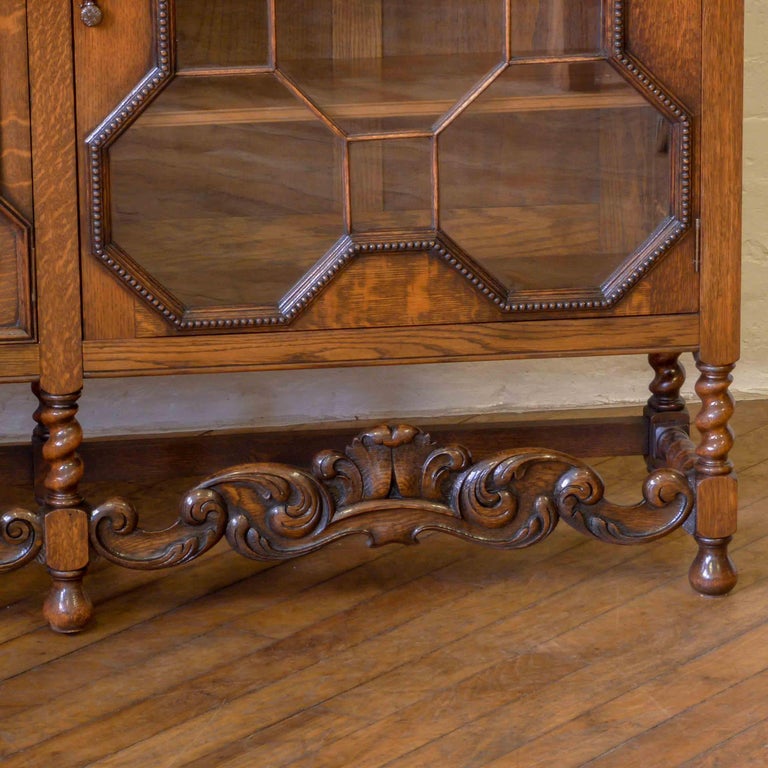 Large Jacobean Style Oak Bookcase For Sale at 1stdibs