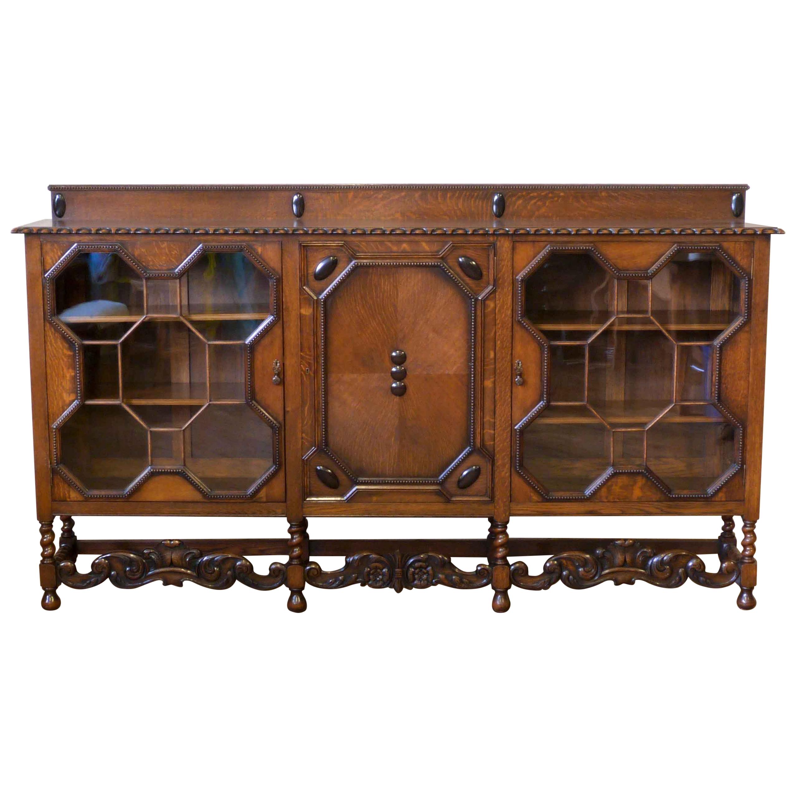 Large Jacobean Style Oak Bookcase