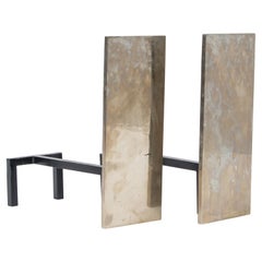 Large Jacques Adnet Andirons, France, 1960's
