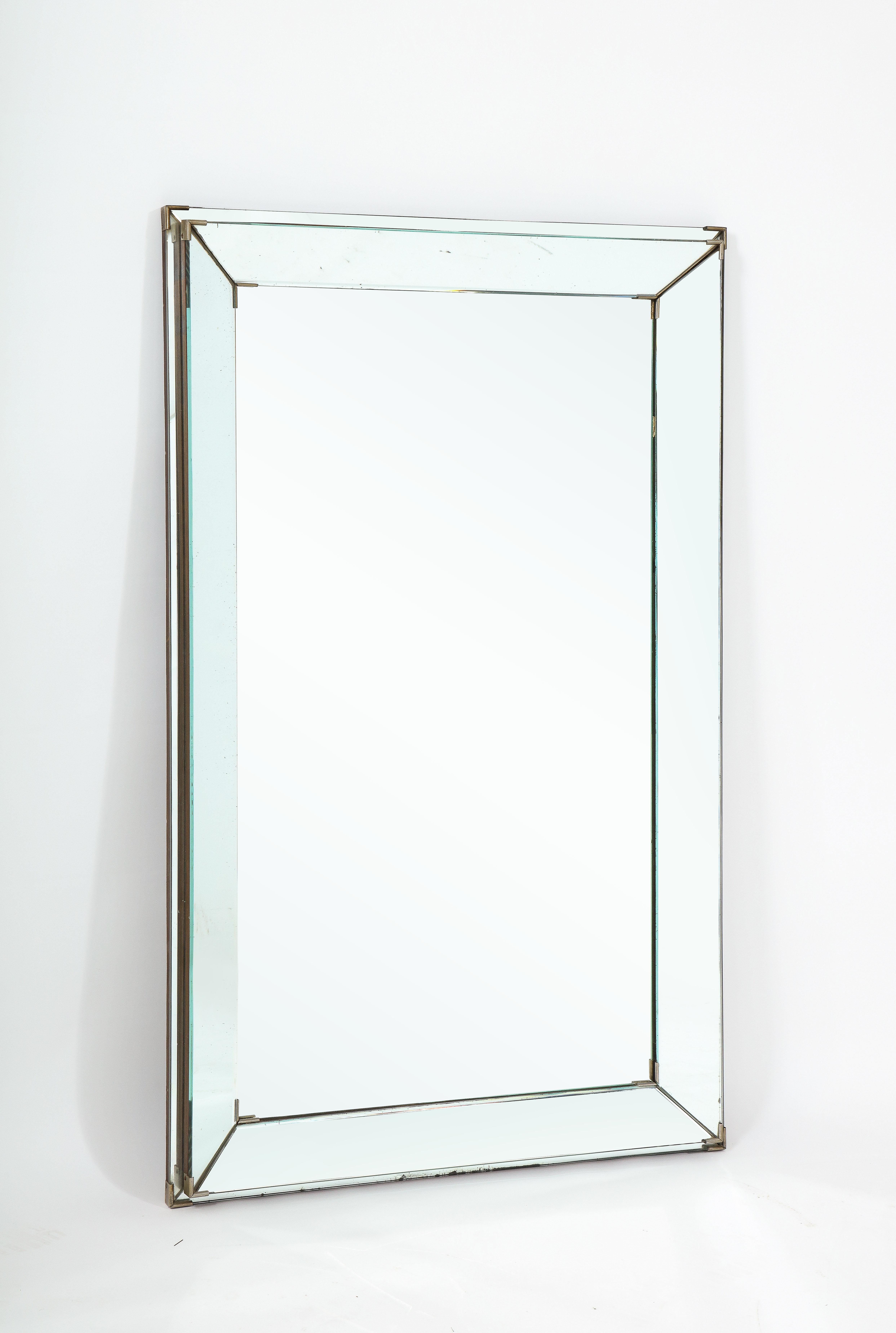 French Large Jacques Adnet Mirror, France 1940's For Sale