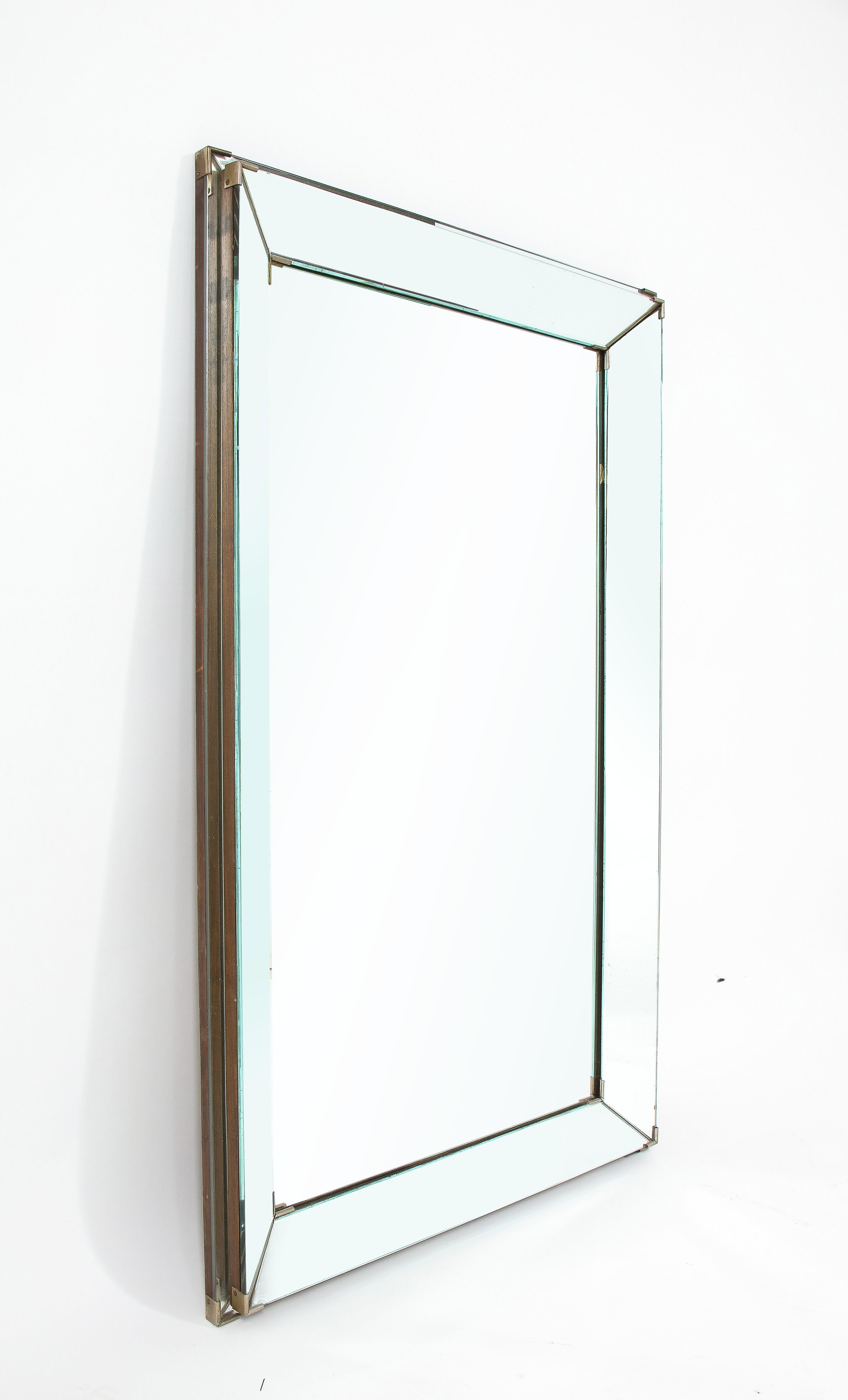 Brass Large Jacques Adnet Mirror, France 1940's For Sale