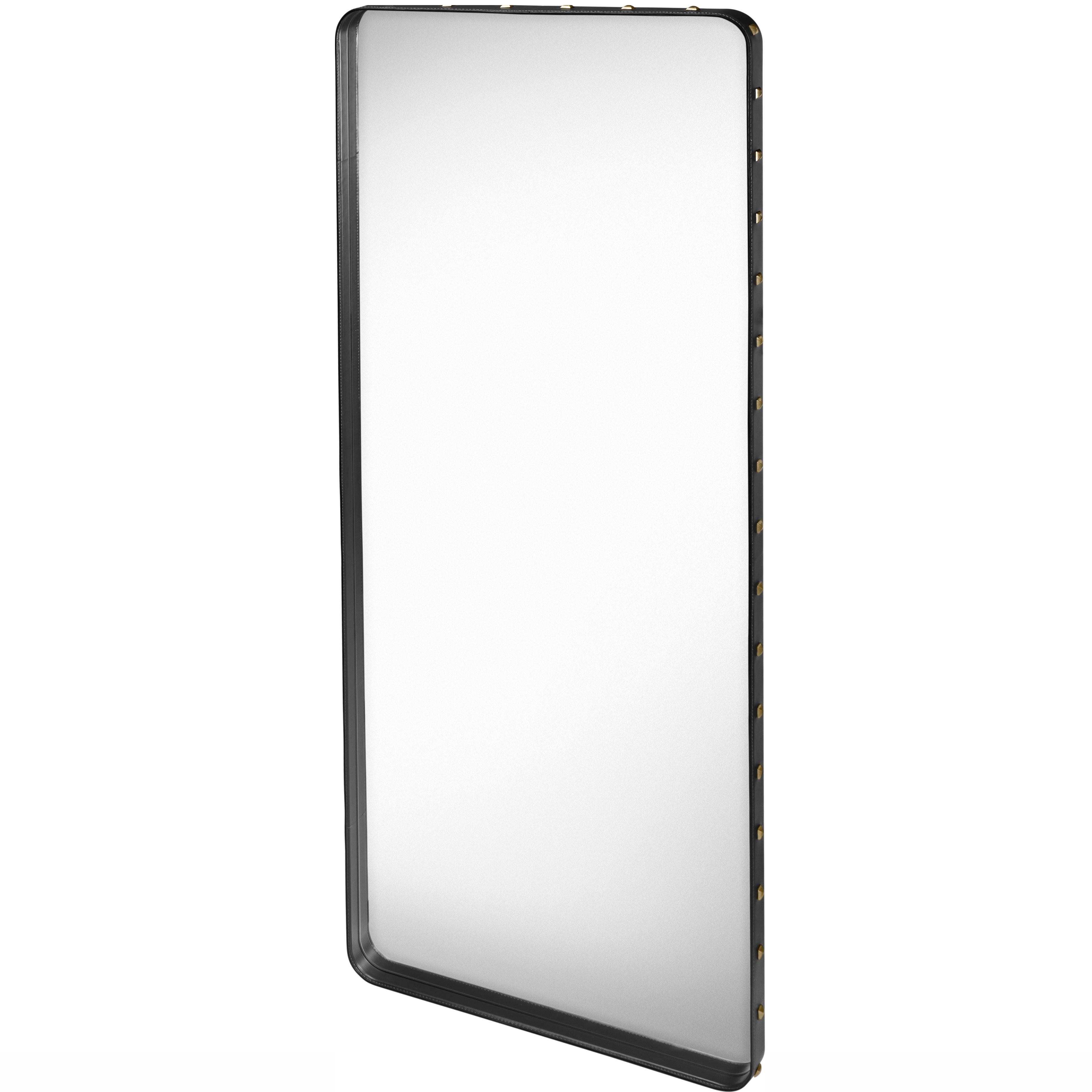 Large Jacques Adnet 'Rectangulaire Mirror' Wall Mirror in Cream Leather for GUBI For Sale 3