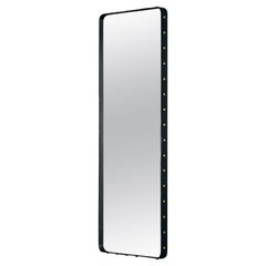 Large Jacques Adnet 'Rectangulaire' Wall Mirror in Black Leather for GUBI