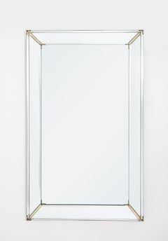 Large Jacques Adnet Stepped Mirror, France 1940's