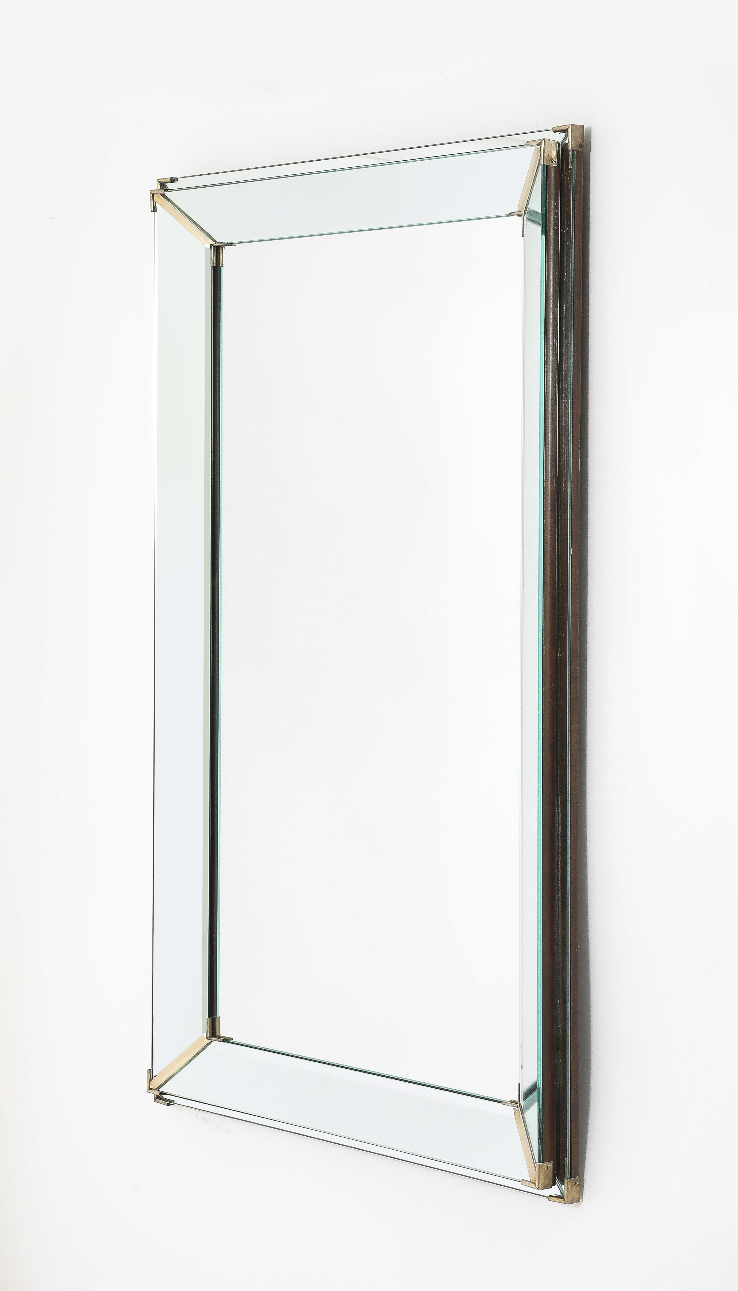 Mid-Century moderno Grande specchio a gradini Jacques Adnet, Francia, anni '40 in vendita