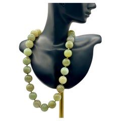 LARGE JADE 15.9mm BEADS NECKLACE from the collection of Shirley Conran DBE