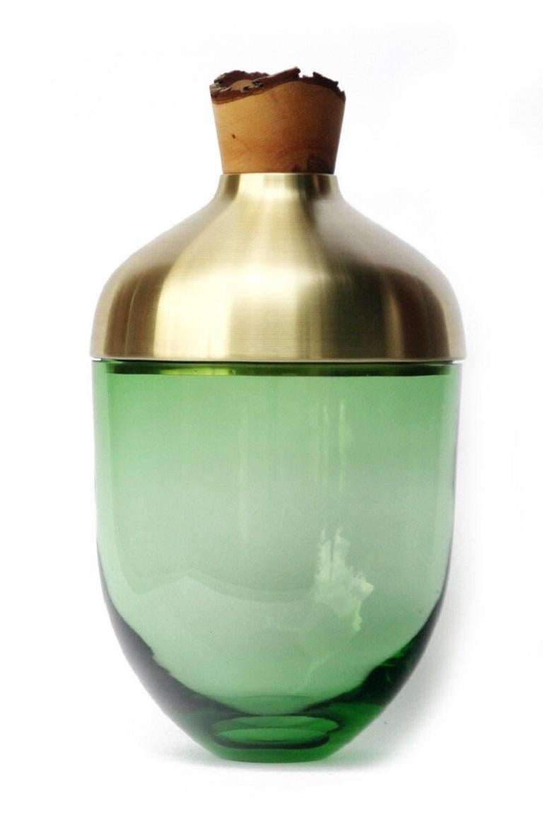 German Large Jade and Copper Patina India Vessel I, Pia Wüstenberg For Sale