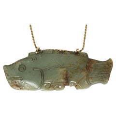 Vintage Large Jade Fish Pendant