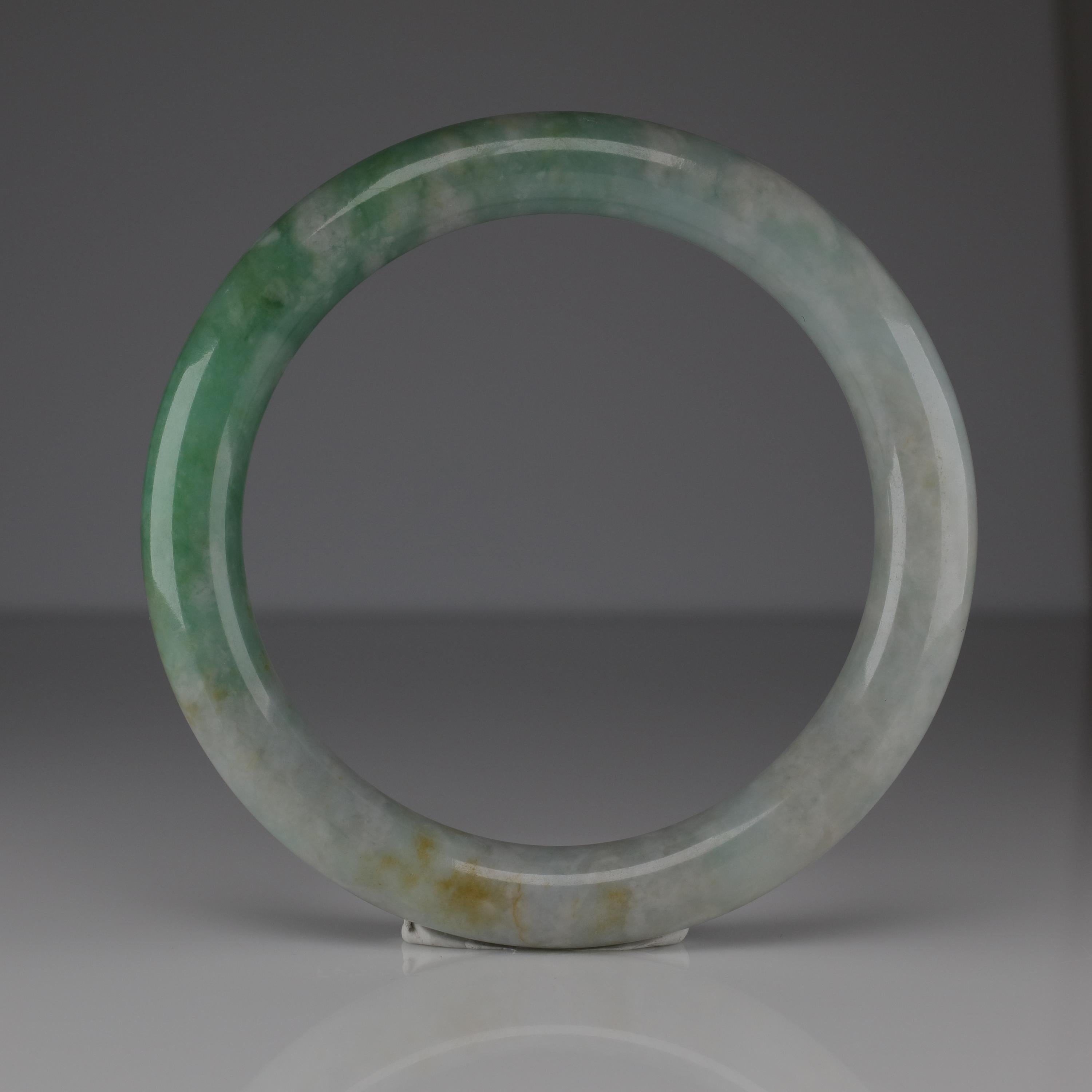 Large Jadeite Jade Bangle Certified Untreated 1
