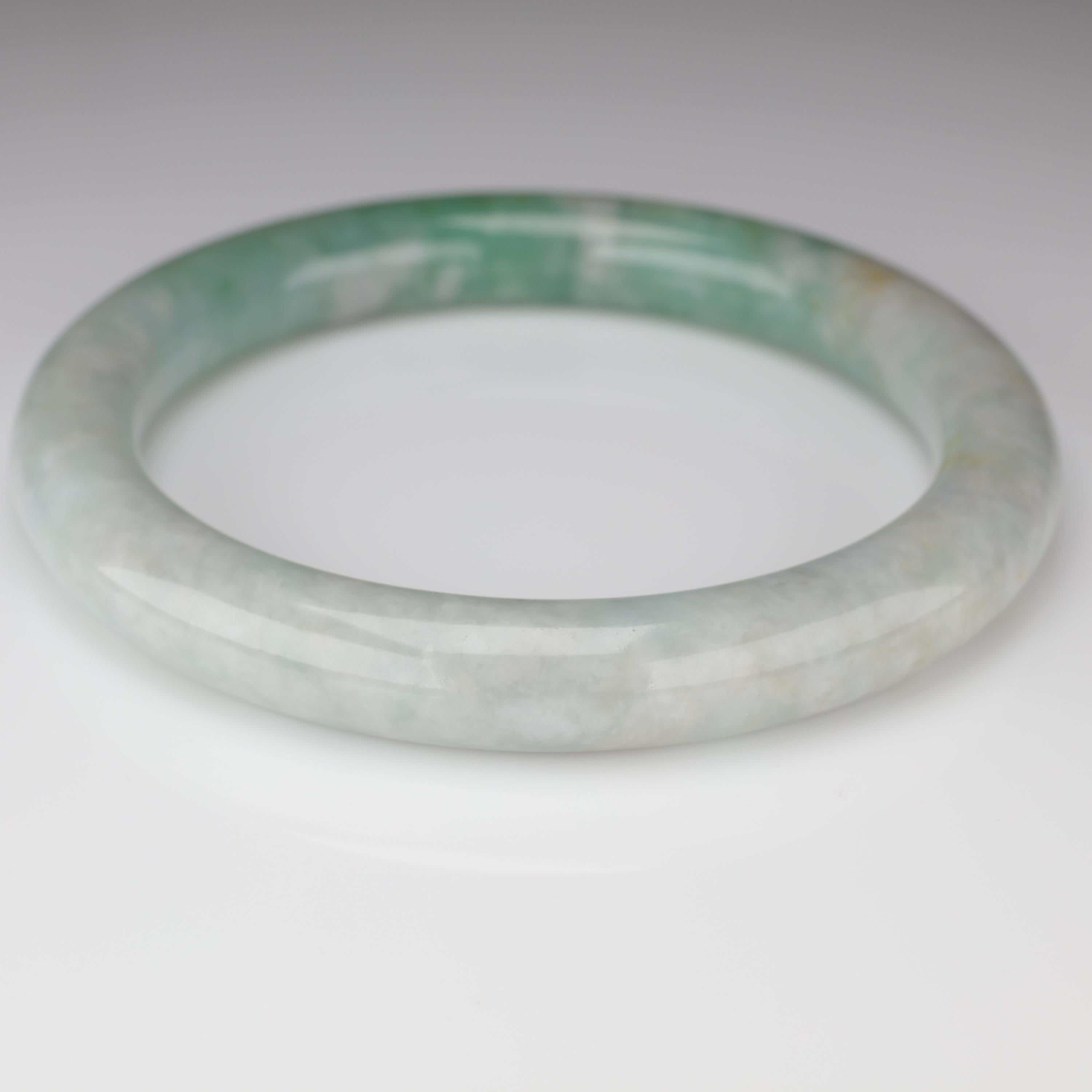 Artisan Large Jadeite Jade Bangle Certified Untreated