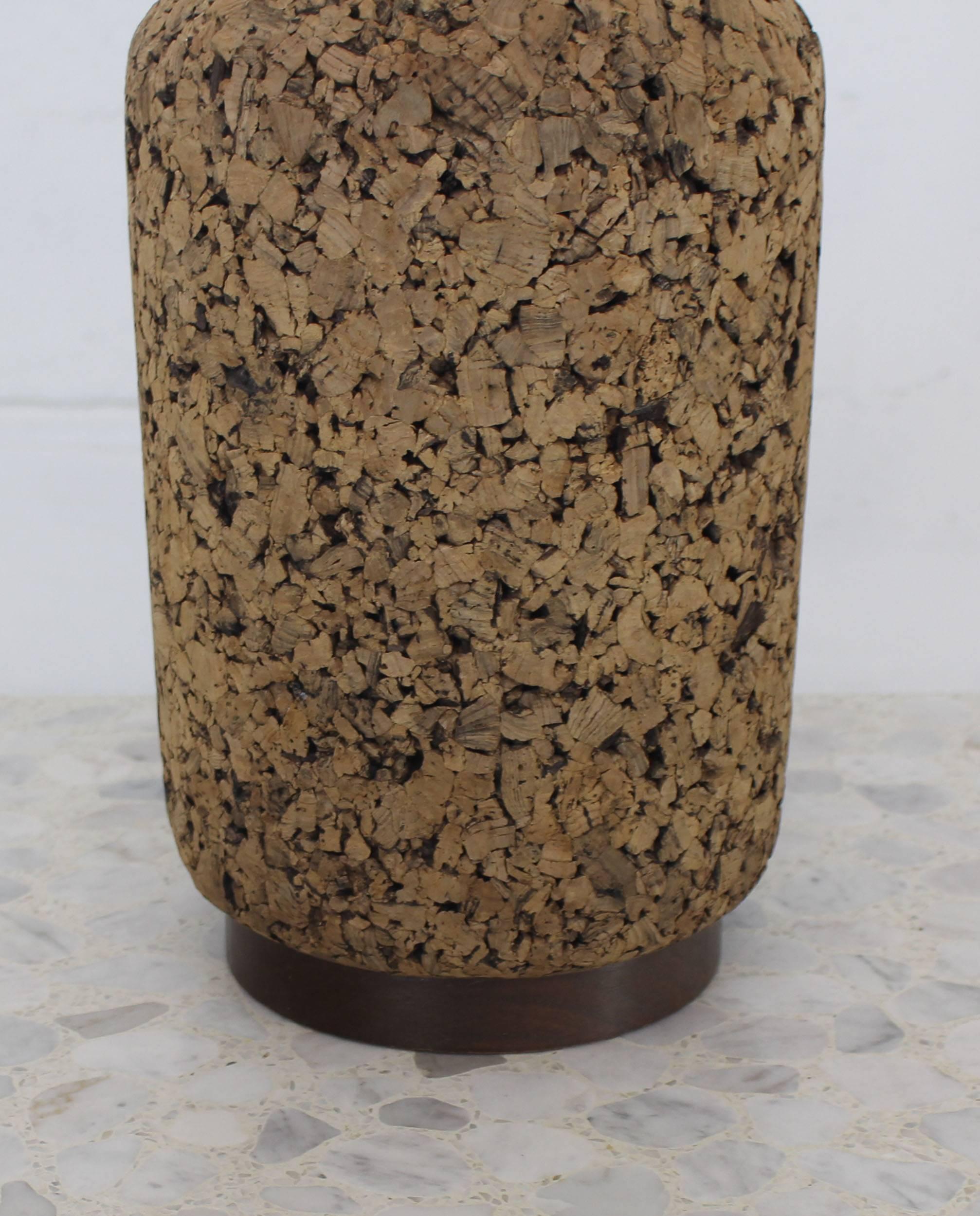 Lacquered Large Jag or Bottle Shape Cork and Walnut Table Lamp