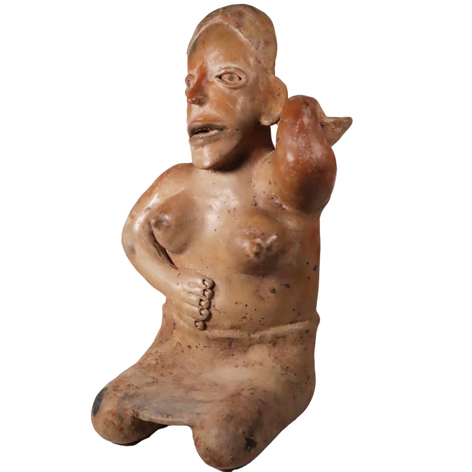 18th Century and Earlier Large Jalisco West Mexico Ceramic Figure 