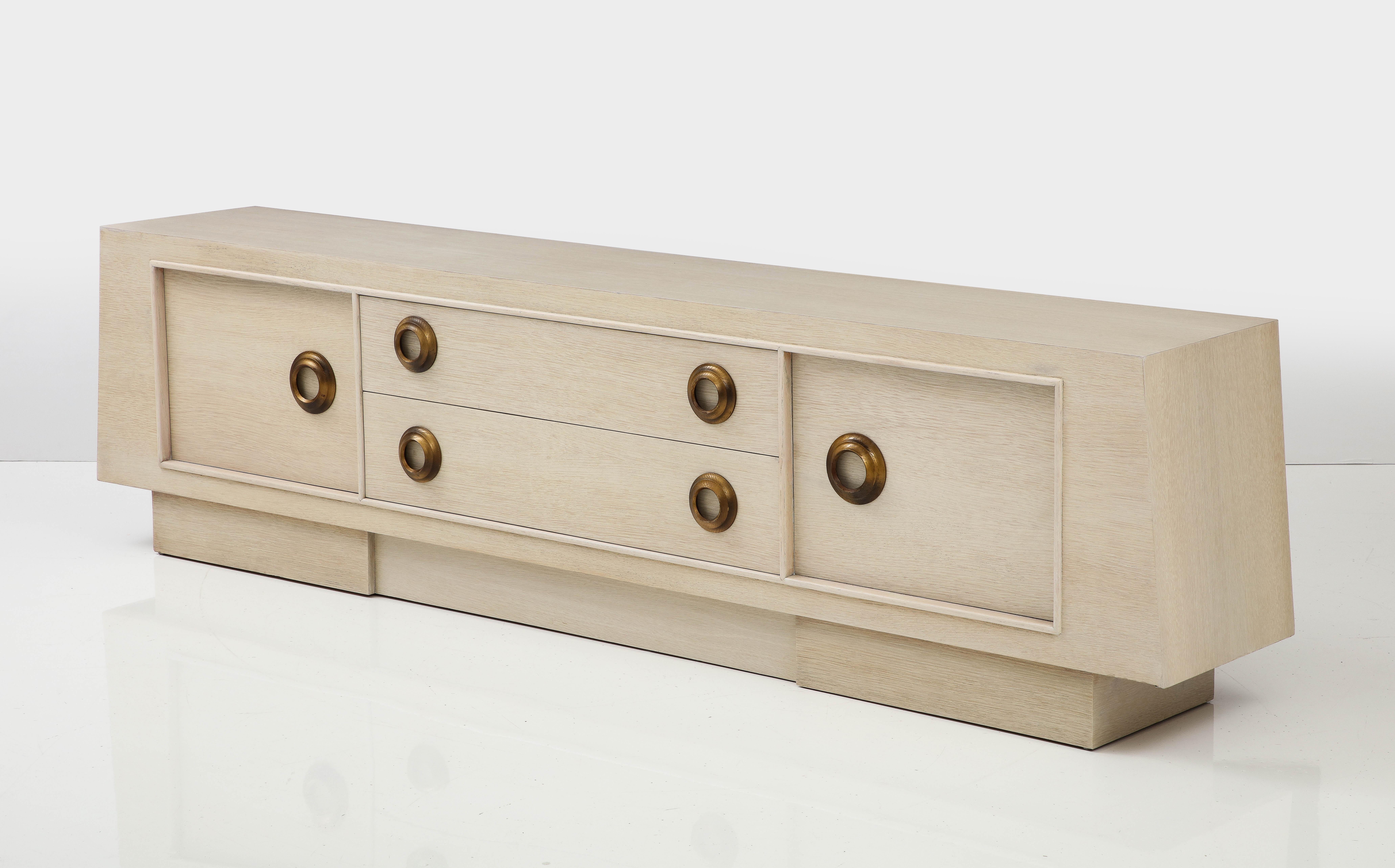 Mid-Century Modern Large James Mont Oak Cabinet For Sale